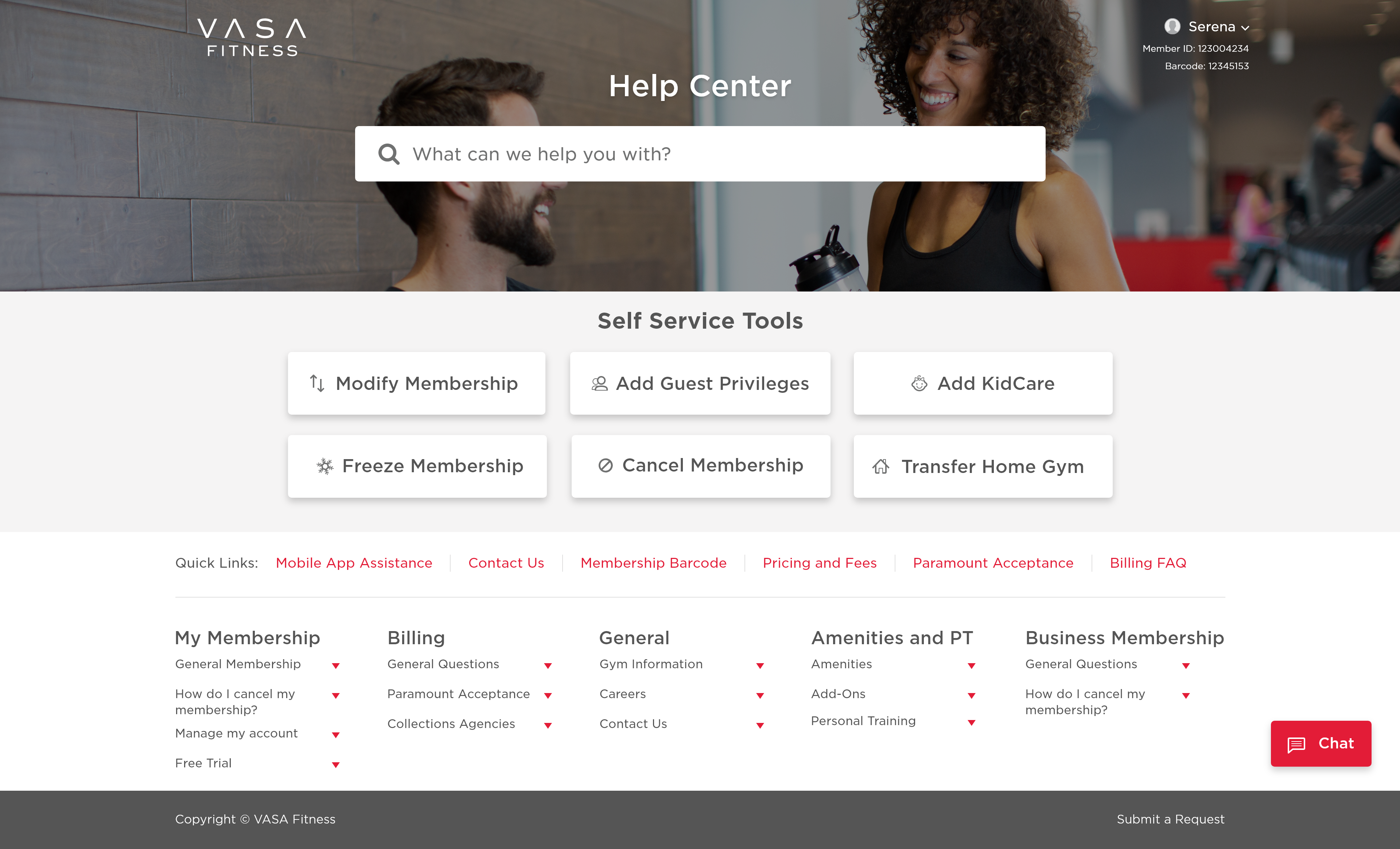 Support landing page